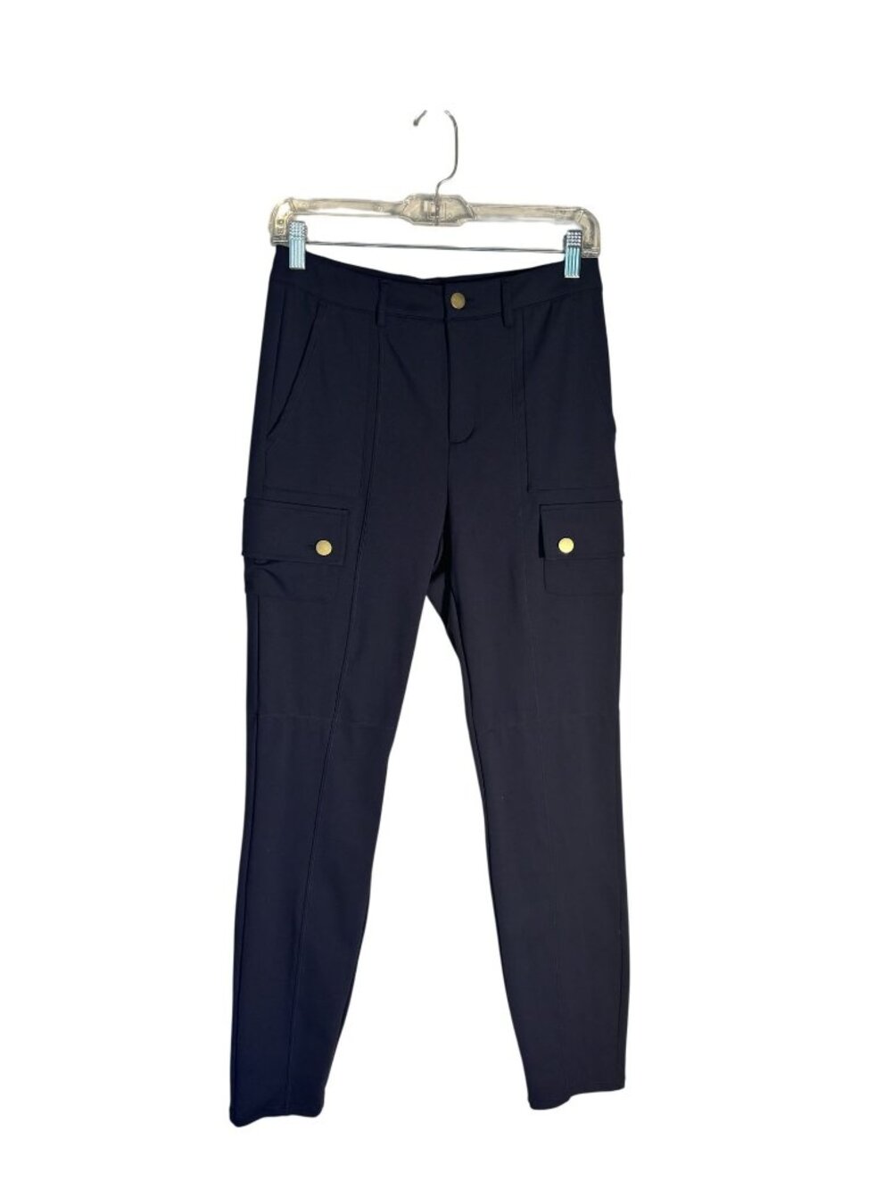 Navy DayStretch High Waisted Zipper Pockets Solid Slim Hiking Size M Cargo Pants - Picture 4 of 14